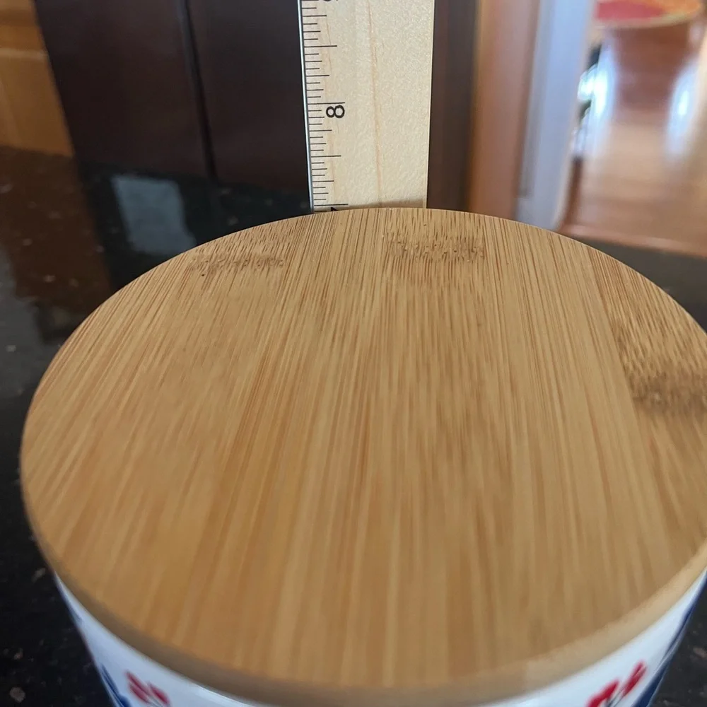 Floral Ceramic Canister with Air Tight Wooden Lid